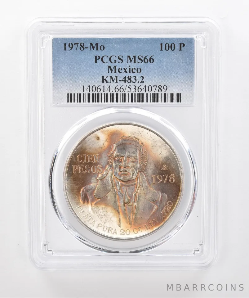 1978 Mo Mexico 100 Pesos Silver KM-483.2 MS66 PCGS Beautiful Tone *1407