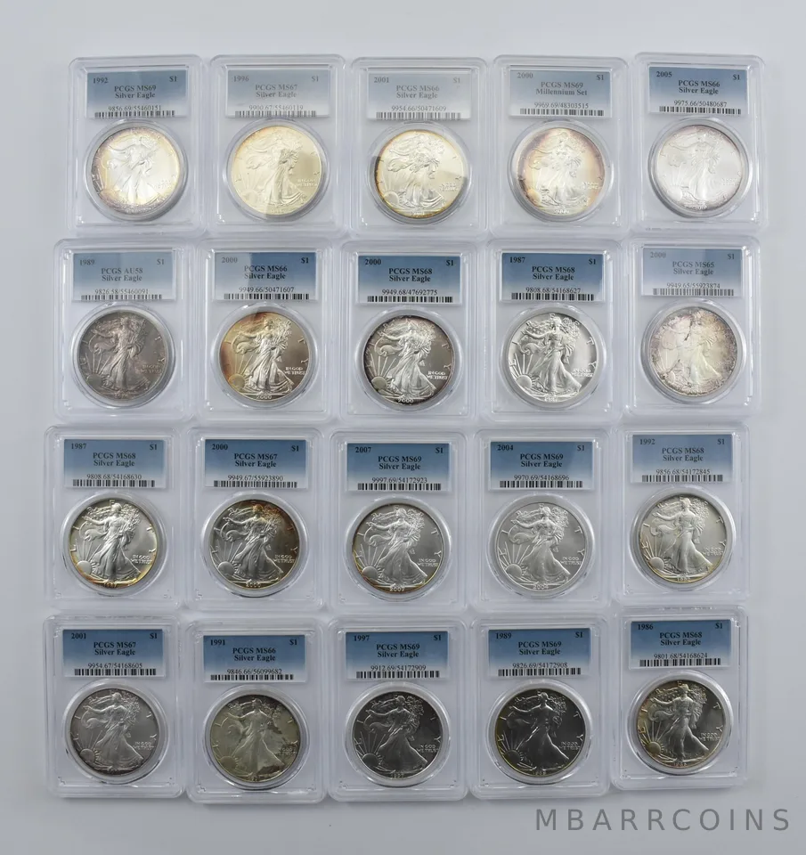Lot (20) Nice Tone American Silver Eagle PCGS Holder *2003