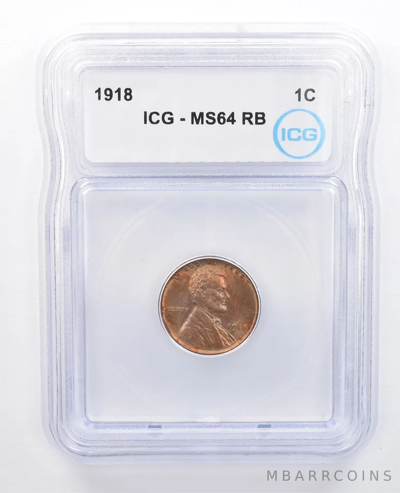 1918 Lincoln Wheat Cent MS64 RB ICG Beautiful Tone *7636