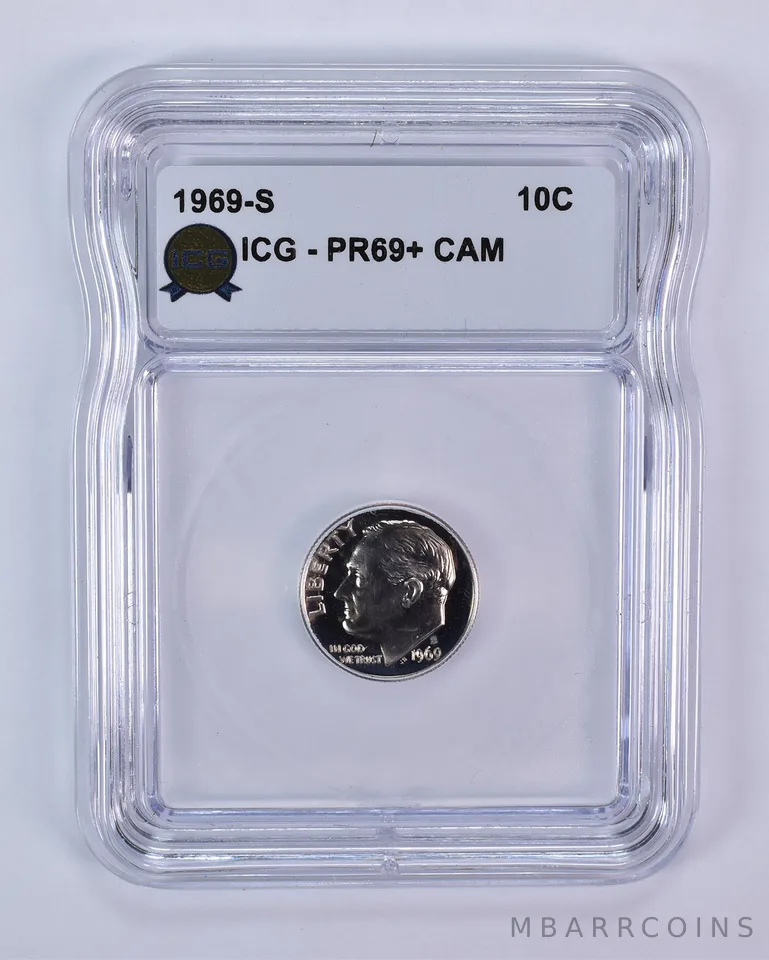 1969-S Roosevelt Dime PR69+ CAM ICG