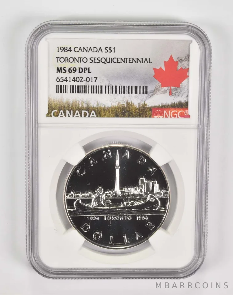1984 Canadian $1 Silver Dollar Toronto Sesquicentennial MS69 DPL NGC