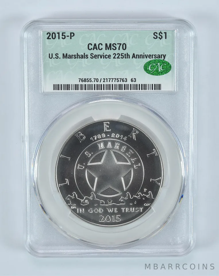 2015-P US Marshals Commemorative Silver Dollar MS70 CAC CACg