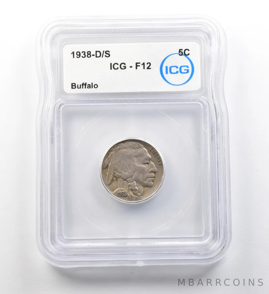 1938-D/S Indian Head Buffalo Nickel F12 ICG ERROR *8174