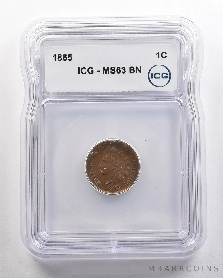 1865 Indian Head Cent MS63 BN ICG *4457