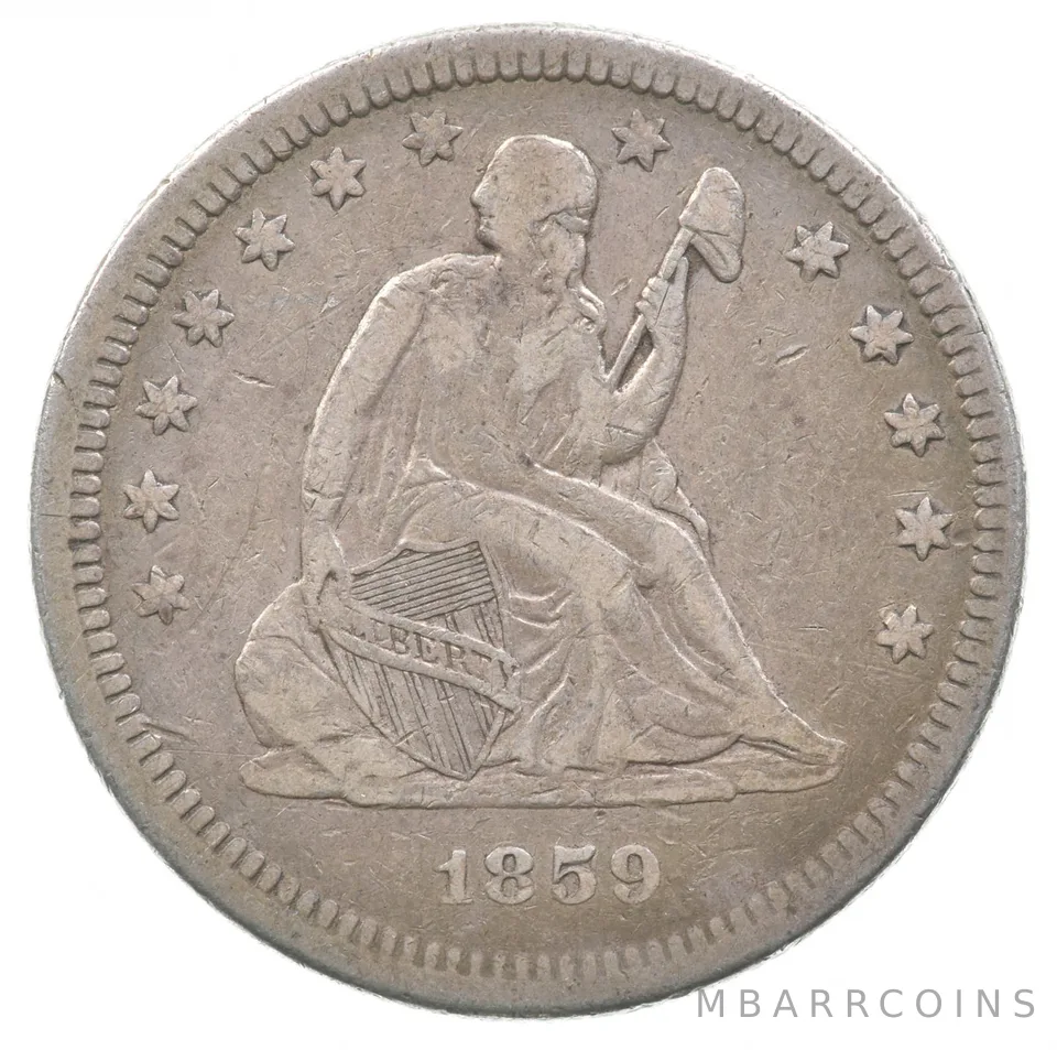 1859 Seated Liberty Quarter a8893