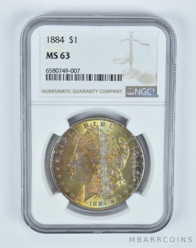 MS63 1884 Morgan Silver Dollar NGC - Sunset tone a0535