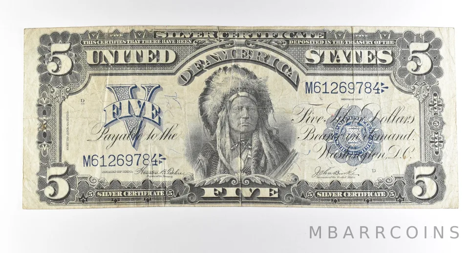1899 $5 Silver Certificate Large Note Blue Seal Chief *2768