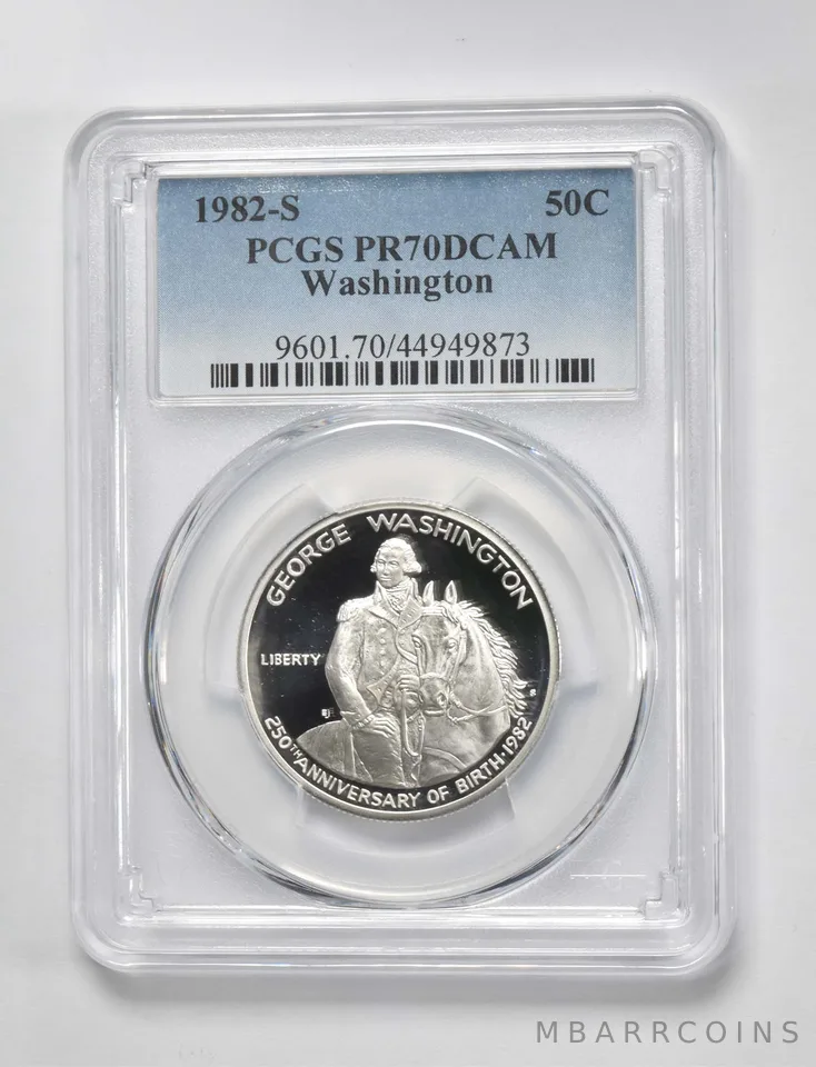 1982-S Washington Commemorative Half Dollar PR70 PCGS Blue Label