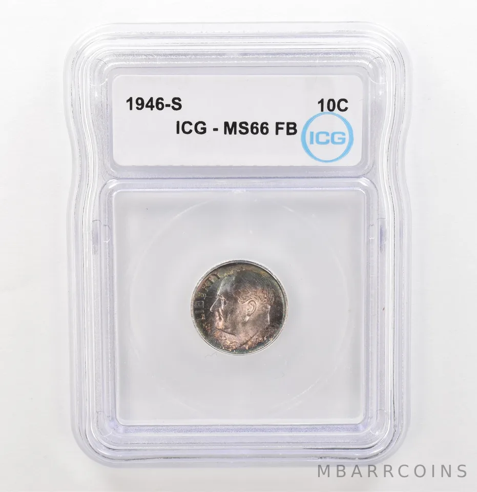 1946-S Roosevelt Dime MS66 FB ICG Beautiful Tone a3916