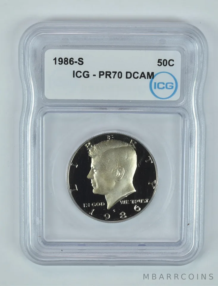1986-S Kennedy Half Dollar PR70 DCAM ICG