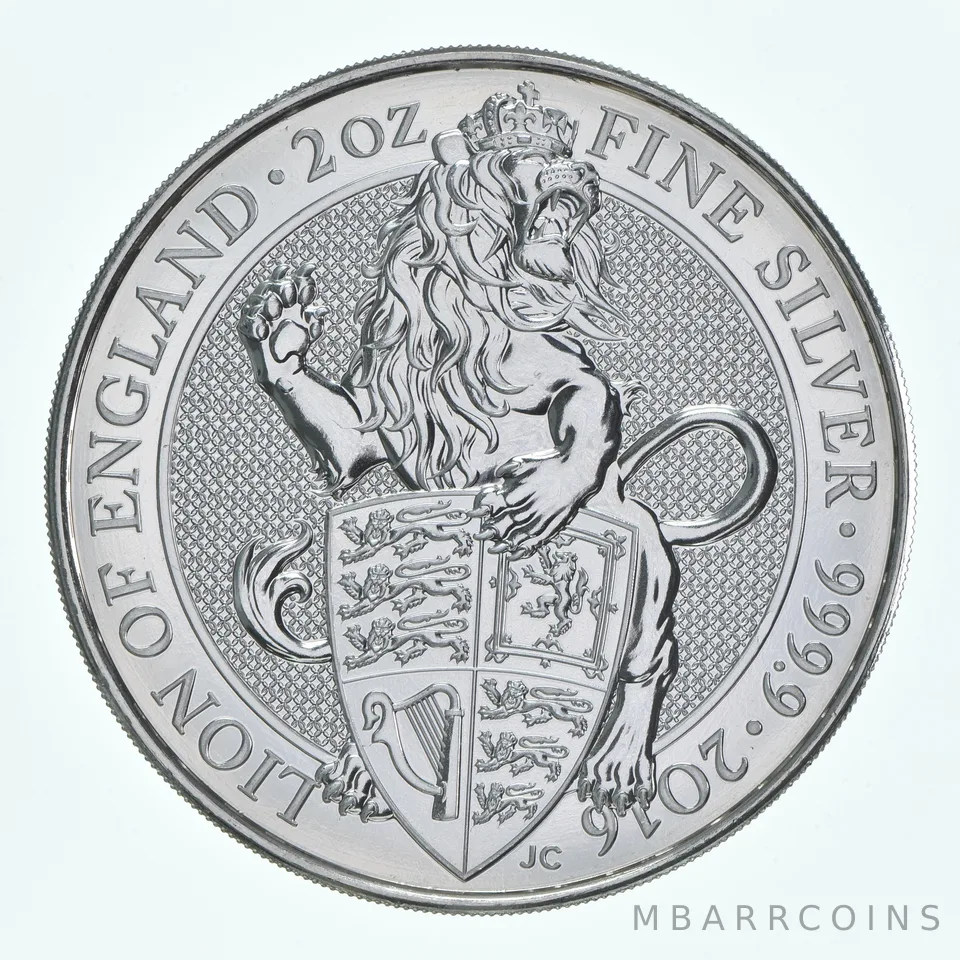 2016 Great Britain 5 Pound Silver Queen's Beasts Lion Of England 2 Oz