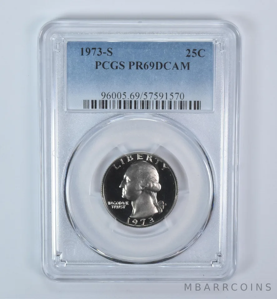 1973-S Washington Quarter PR69 DCAM PCGS Blue Label