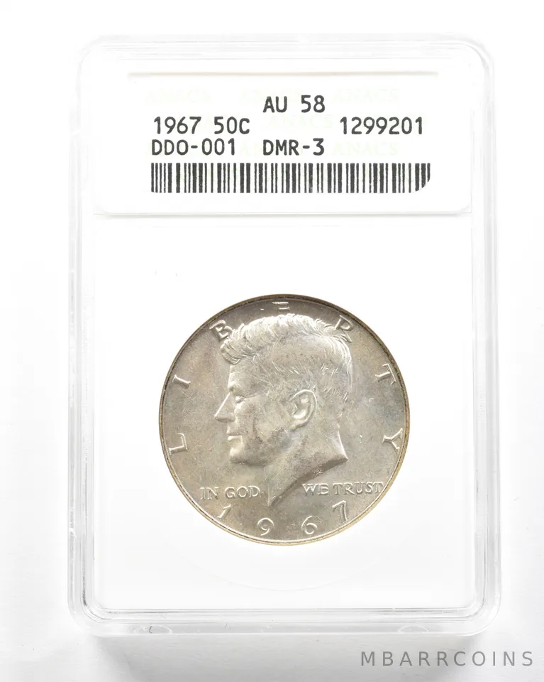 1967 Kennedy Half Dollar DDO-001 DMR-3 AU58 ANACS *2082
