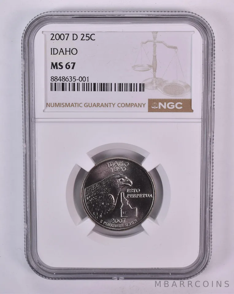2007-D Washington State Quarter Idaho MS67 NGC Brown Label