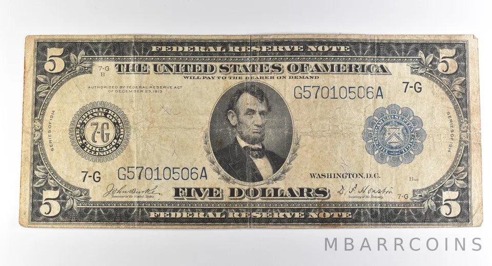 1914 $5 Chicago IL FRN Large Note Blue Seal *3711
