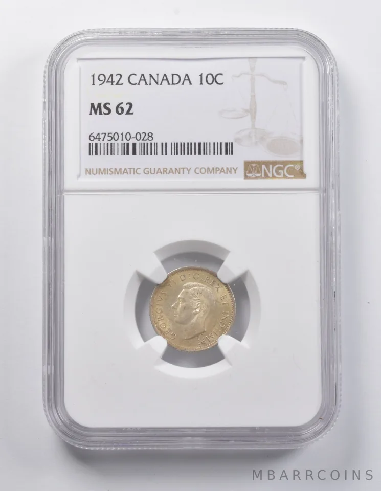 MS62 1942 Canada 10 Cents NGC *6931