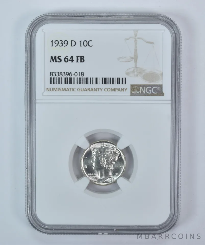 1939-D Mercury Dime MS64 FB NGC Brown Label