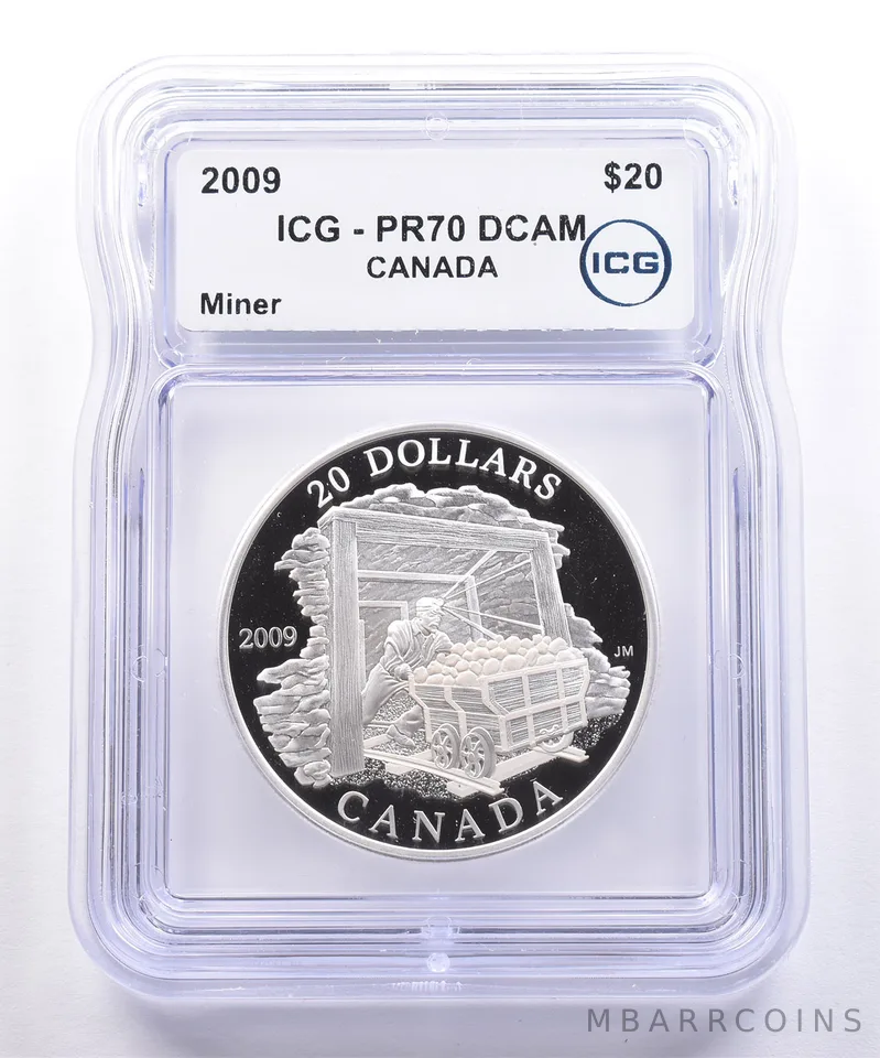 2009 Canada 20 Dollars Silver Miner PR70 DCAM ICG