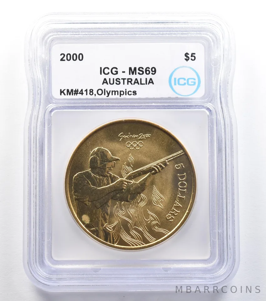 2000 Australia 5 Dollar Sydney Olympics Shooting KM#418 MS69 ICG *7895