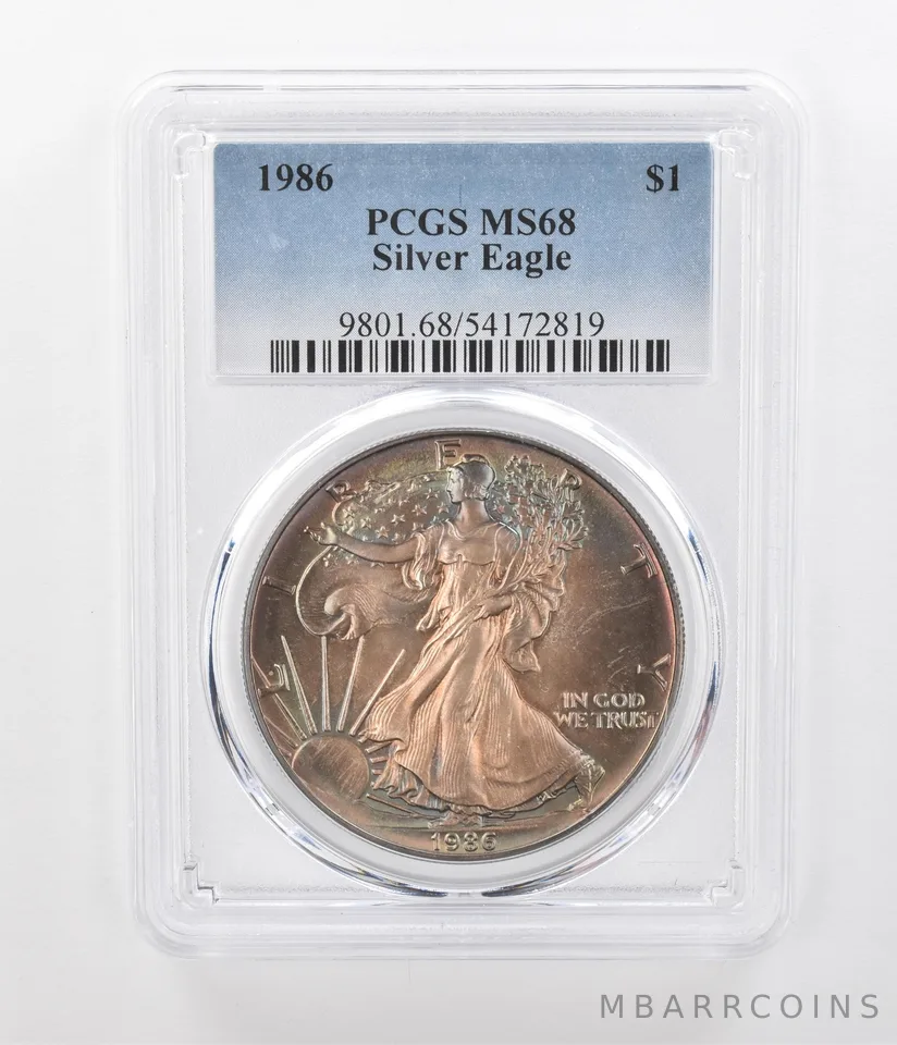 1986 American Silver Eagle MS68 PCGS Beautiful Tone *1234