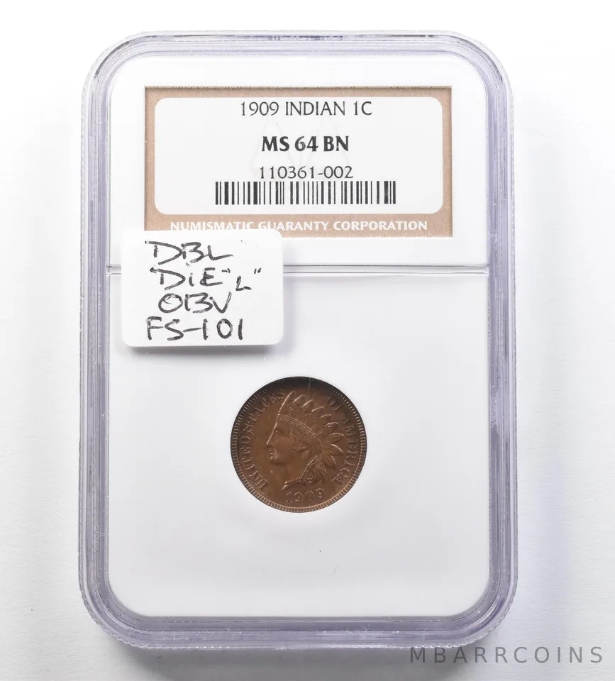 1909 Indian Head Cent MS64 BN NGC DDO FS-101 a3442
