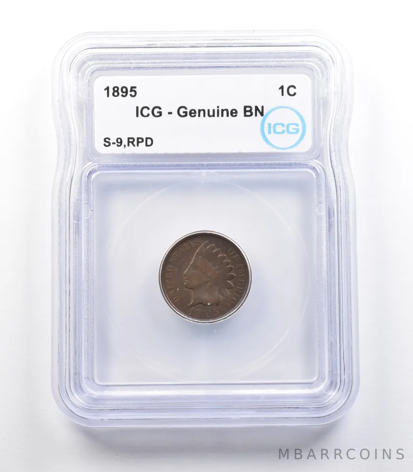 1895 Indian Head Cent Mint Error S-9 RPD Genuine BN ICG *2302
