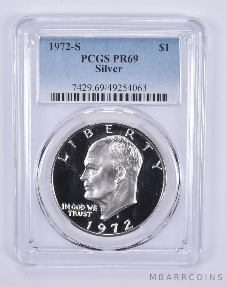 1972-S Eisenhower $1 Silver PR69 PCGS Blue Label