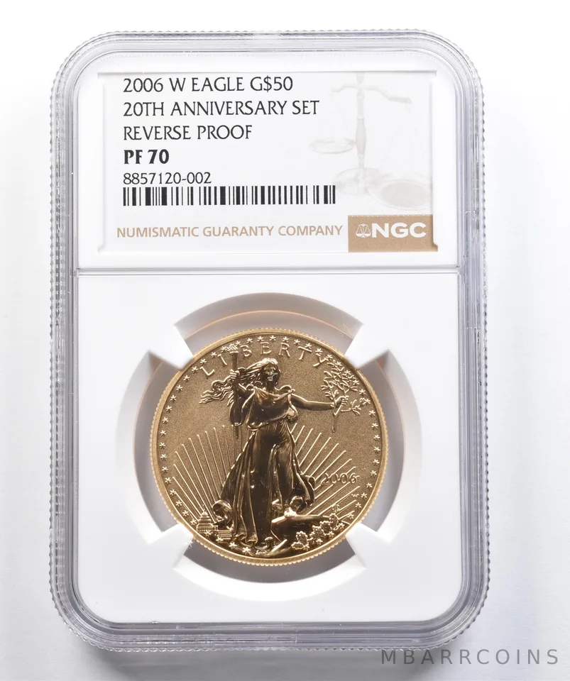2006-W $50 American Gold Eagle 20th Anniversary Set Reverse PF70 NGC *4874