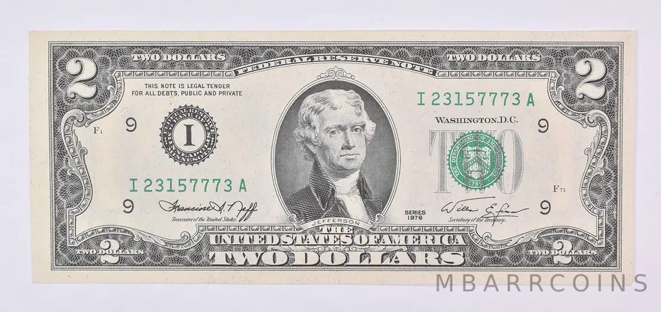 1976 $2 Minneapolis MN FRN Green Seal Uncirculated