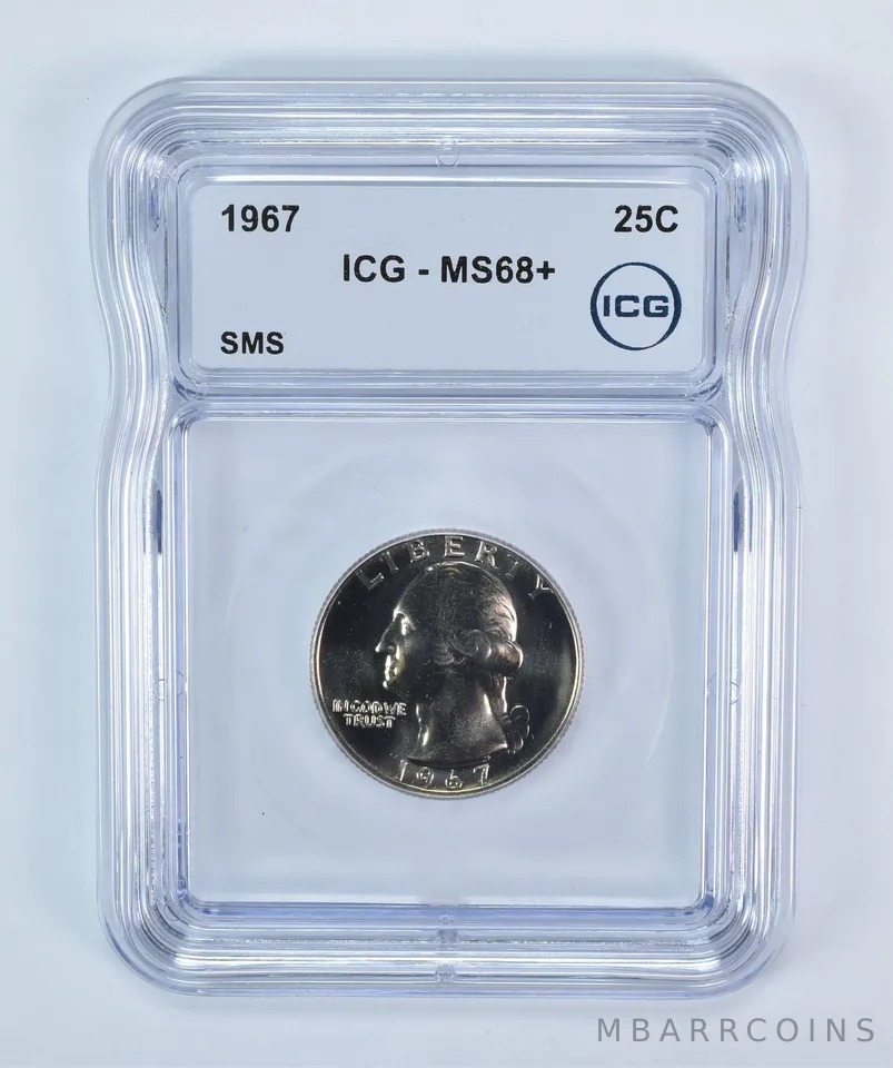 1967 Washington Quarter SMS MS68+ ICG