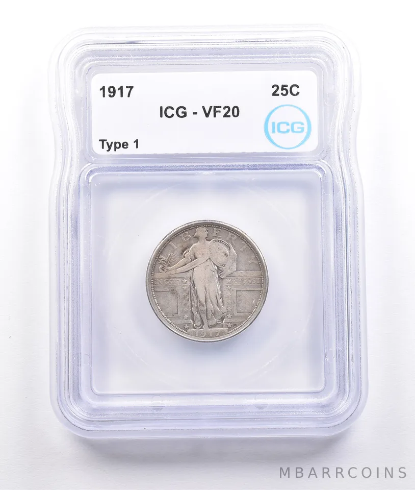 1917 Standing Liberty Quarter Type 1 VF20 ICG *6864