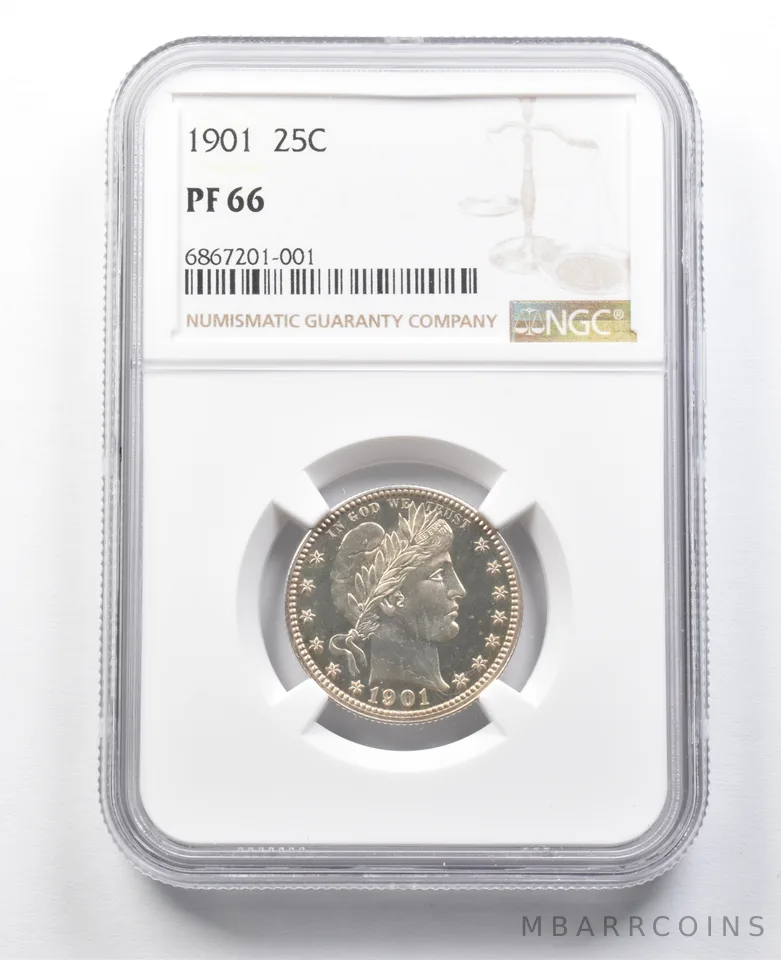 PF66 1901 Barber Quarter NGC Nice Contrast *3765