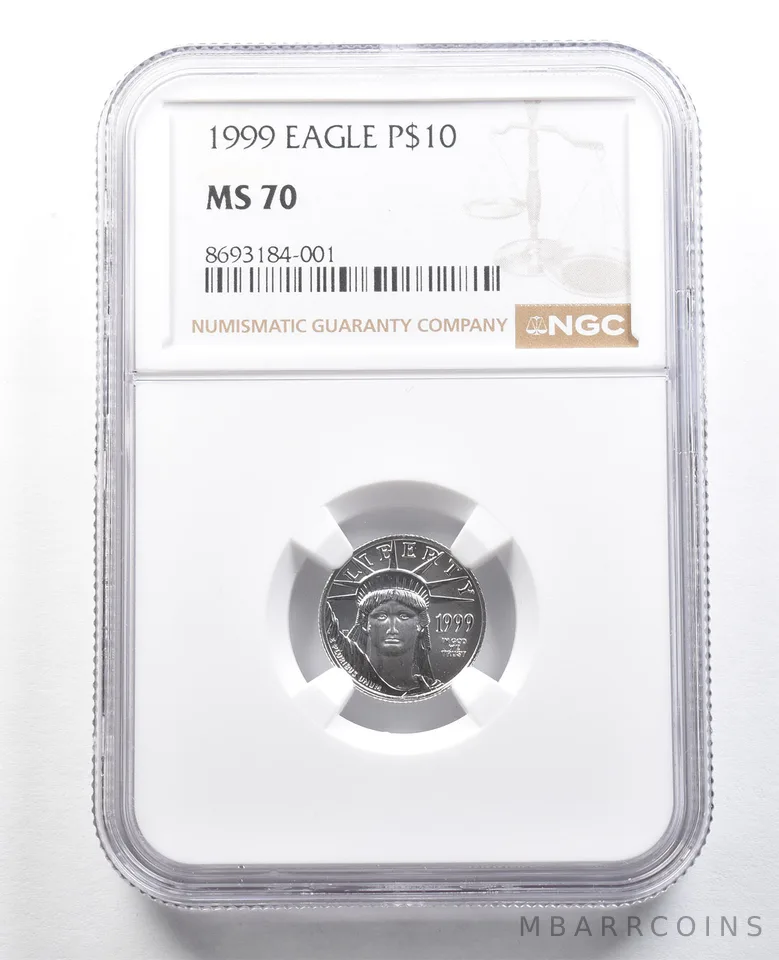 1999 $10 American Platinum Eagle 1/10 Oz Platinum MS70 NGC