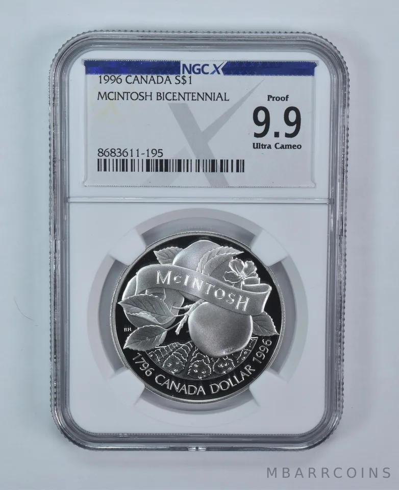 1996 Canada 1 Dollar Silver Mcintosh Bicentennial Proof 9.9 UCAM NGC X NGCX