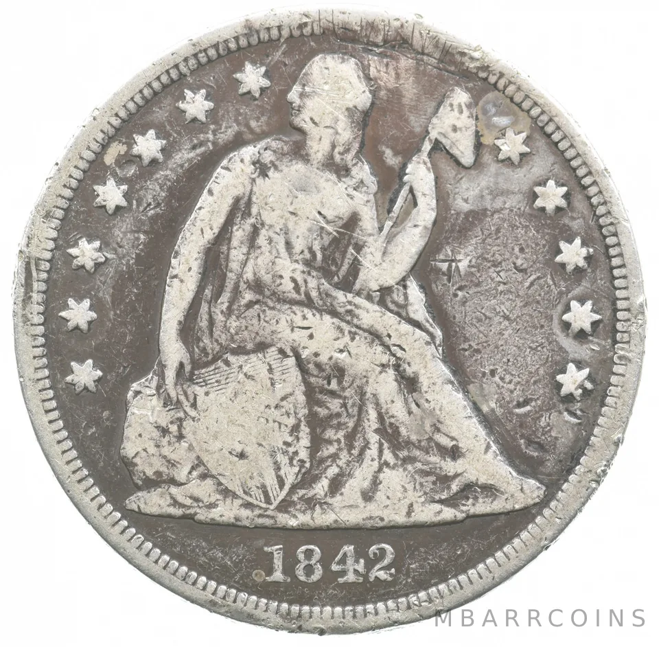 1842 Seated Liberty Silver Dollar *1520