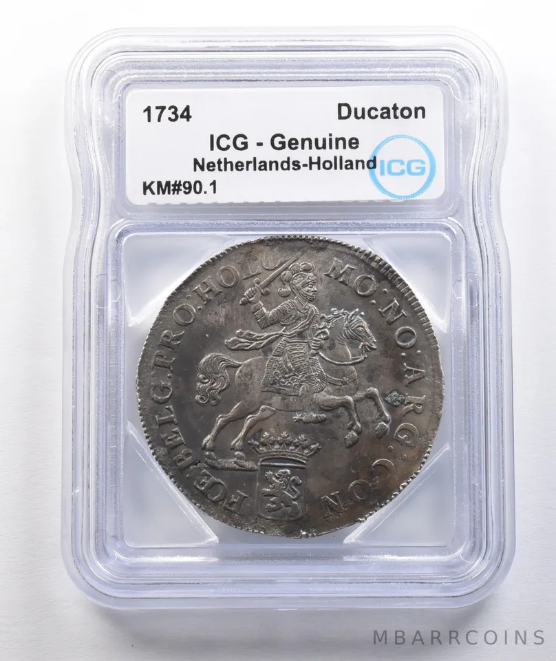 1734 Netherlands-Holland Ducaton KM#90.1 Genuine ICG *1566