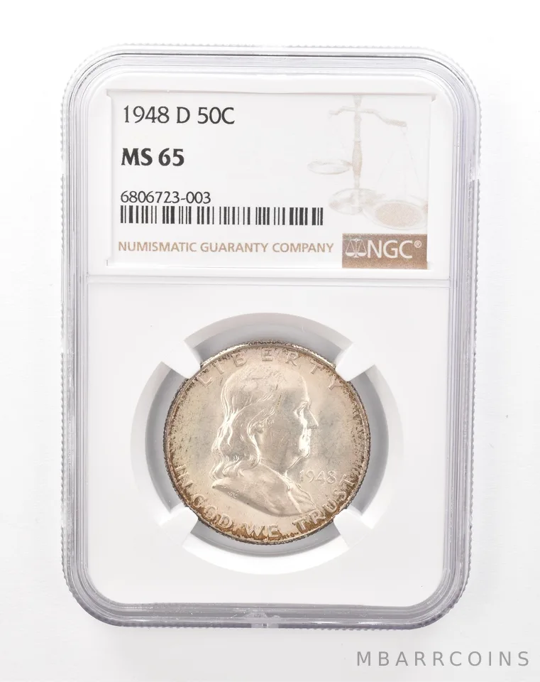 1948-D Franklin Half Dollar MS65 NGC Crusty Original Tone a6937