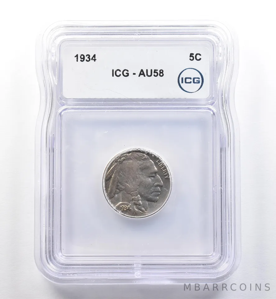 1934 Indian Head Buffalo Nickel AU58 ICG *3462