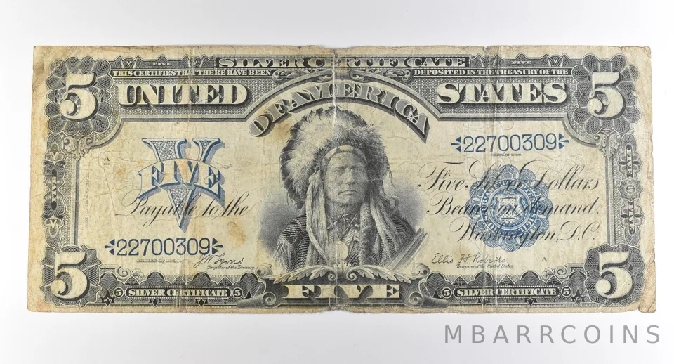 1899 $5 Silver Certificate Large Note Blue Seal *3726