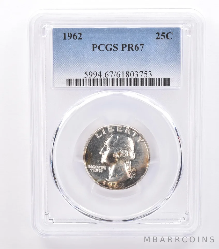 1962 Washington Quarter PR67 PCGS Peripheral Tone *8782