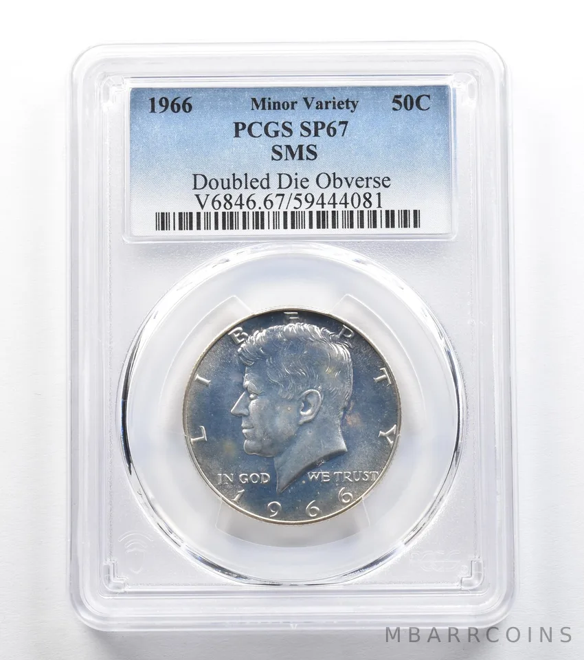 1966 Kennedy Half Dollar SMS Doubled Die Obverse SP67 PCGS *9662