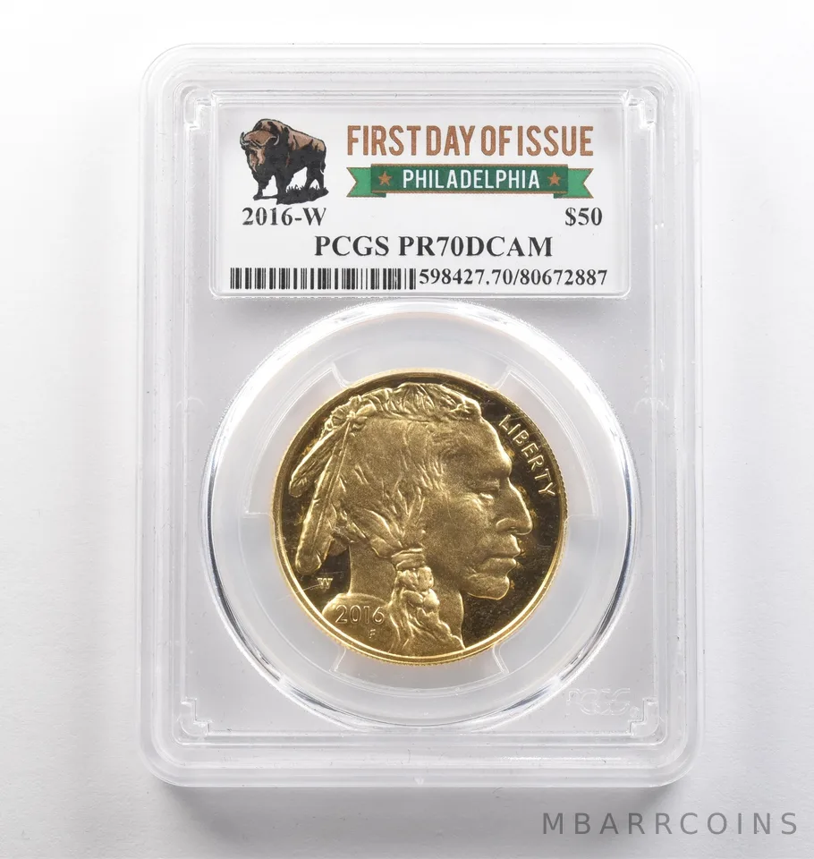 2016-W $50 American Gold Buffalo Philadelphia FDOI 1 Oz PR70 DCAM PCGS a4023