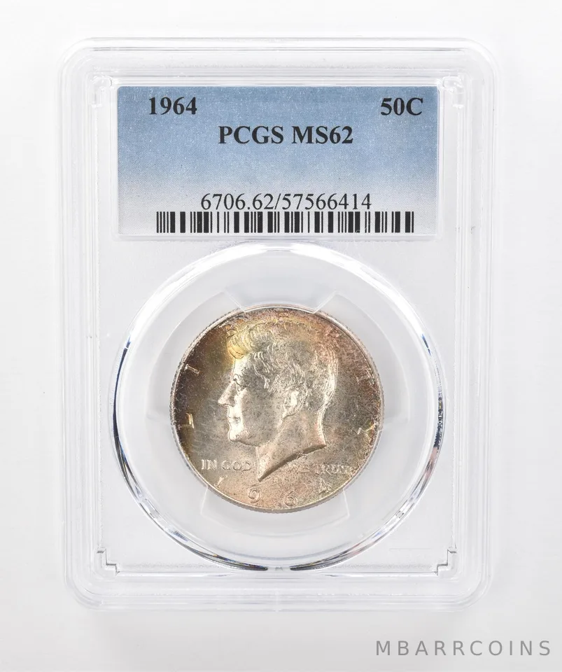 1964 Kennedy Half Dollar MS62 PCGS Beautiful Tone *1347