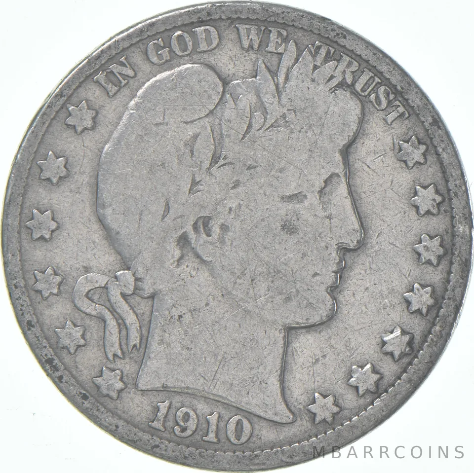 1910-S Barber Half Dollar Average Circ 90% Silver