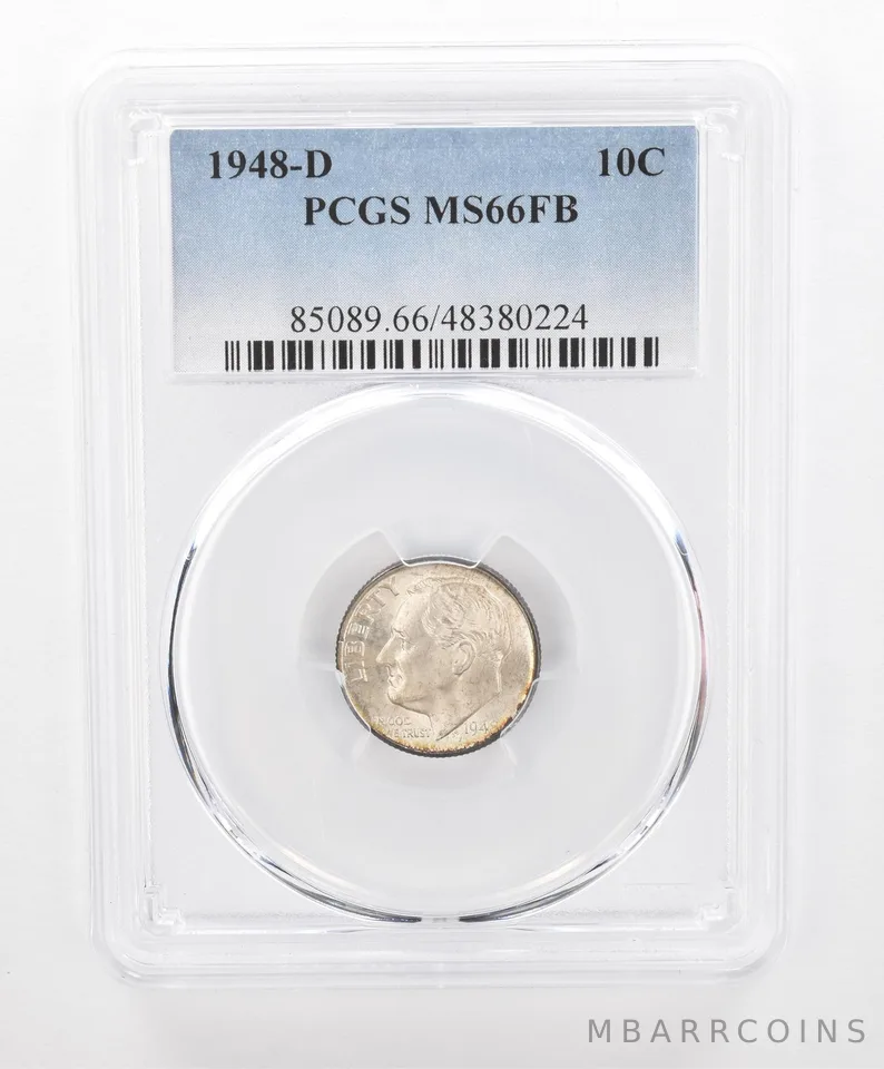 1948-D Roosevelt Dime MS66 FB PCGS Beautiful Tone *2794