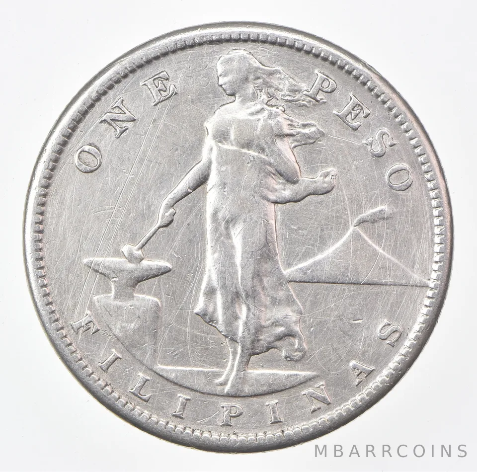 1908-S Philippines 1 Peso *0565
