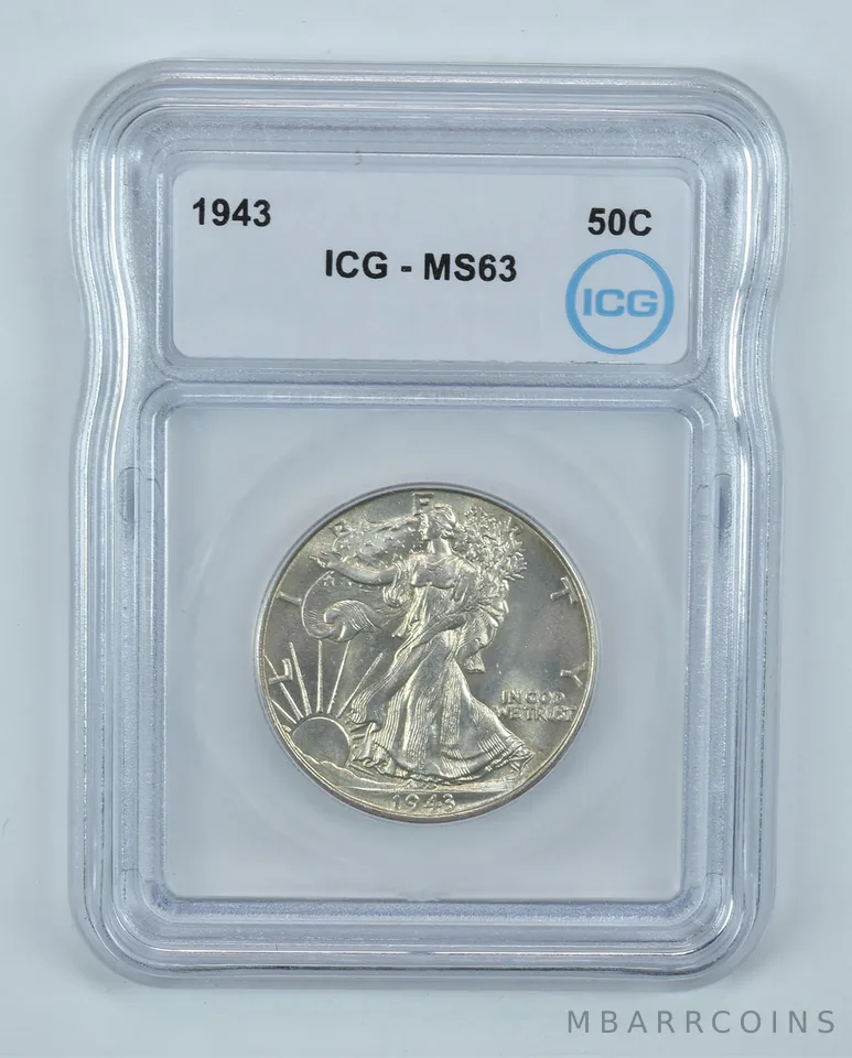 1943 Walking Liberty Half Dollar MS63 ICG