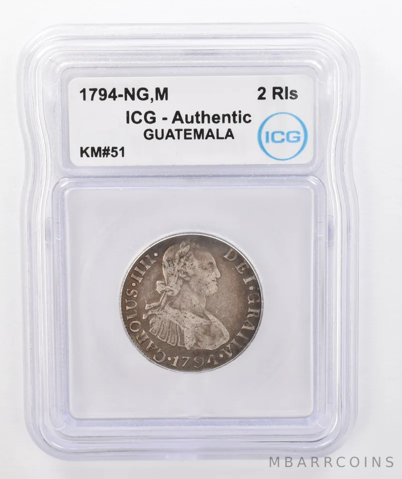 1794 NG M Guatemala 2 Reales KM#51 Authentic ICG Beautiful Tone a0281
