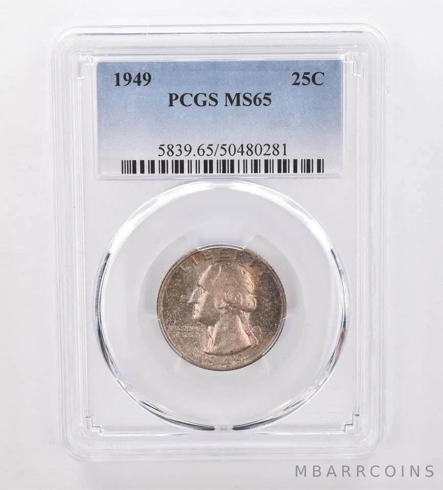 1949 Washington Quarter MS65 PCGS Beautiful Tone *0021