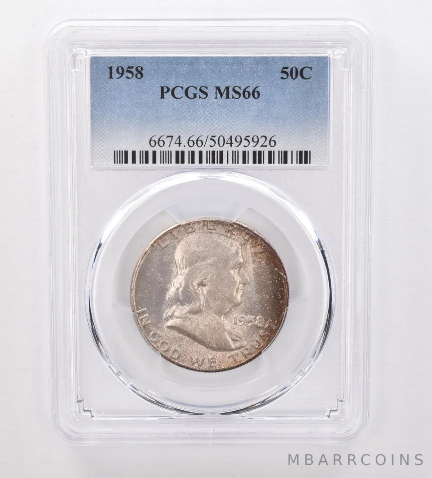 1958 Franklin Half Dollar MS66 PCGS Beautiful Tone *9955